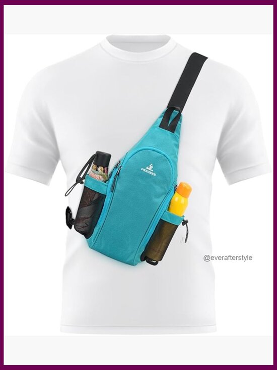 Small Sling Backpack Crossbody Bag with 2 Bottle Holders Travel Daypack